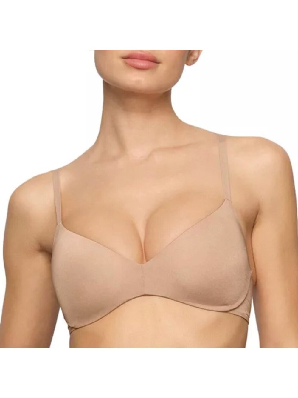 $58 NWT SKIMS WIRELESS FORM PUSH-UP PLUNGE BRA CLAY - 36C